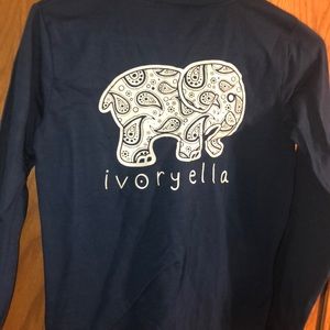 navy blue longsleeve ivory ella shirt